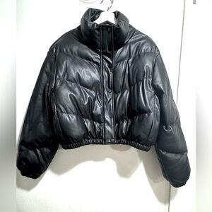 Puffy leather jacket